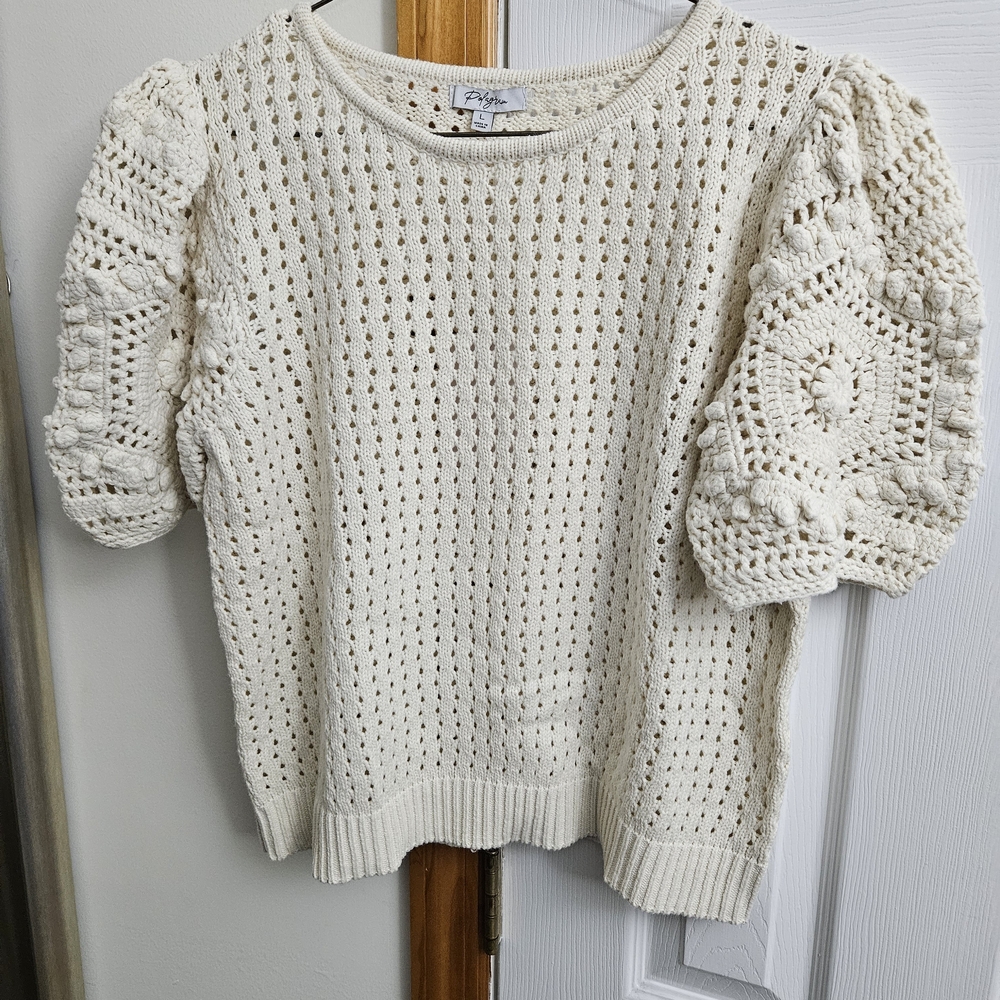 Piper & Scoot The Sorge Crochet Sweater In Cream